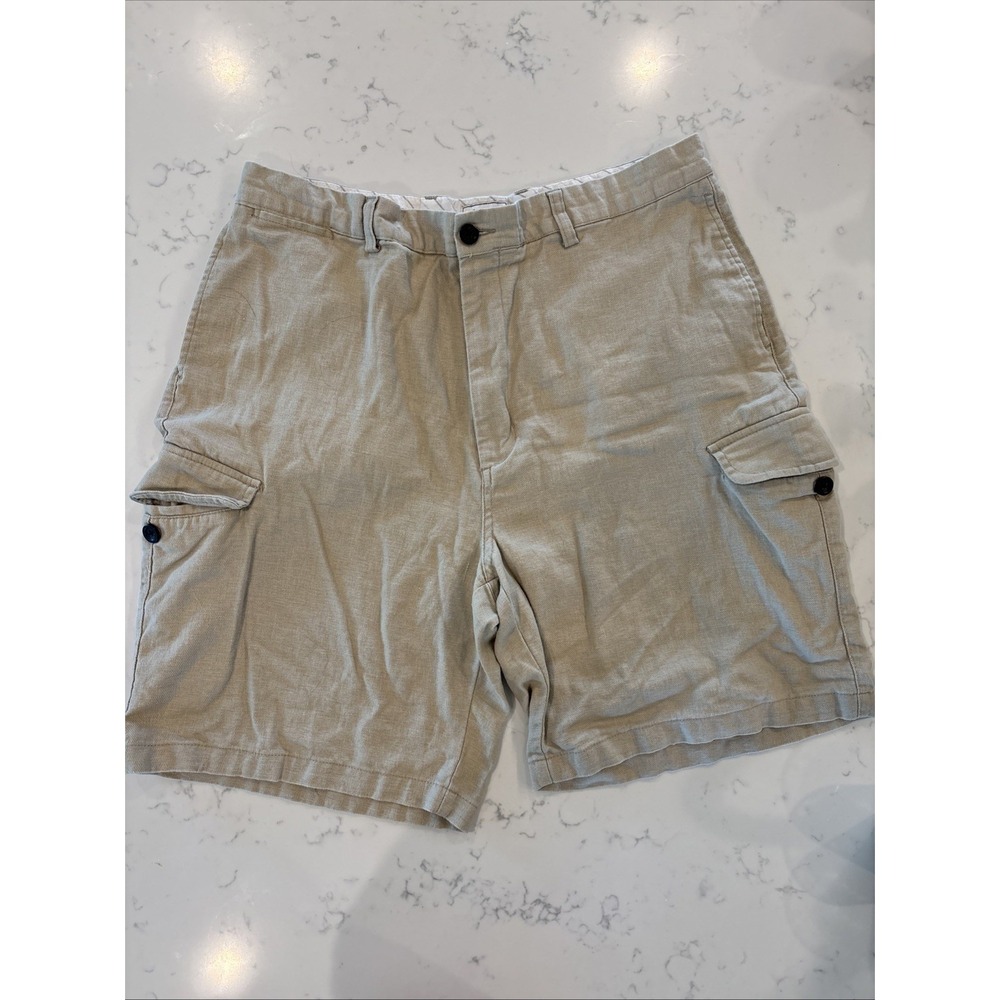 Vintage Chaps Ralph Lauren Cargo Shorts Mens 38 Khaki Flat Front 9" Inseam‎ EUC